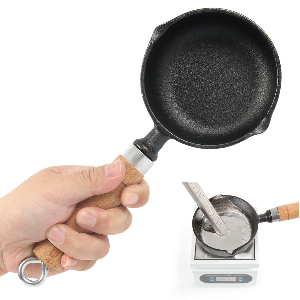 Metal Casting Ladle with Wooden Handle, 4.3" Steel Melting Spoon for Crafting, Hobby Smelting & Mold Work