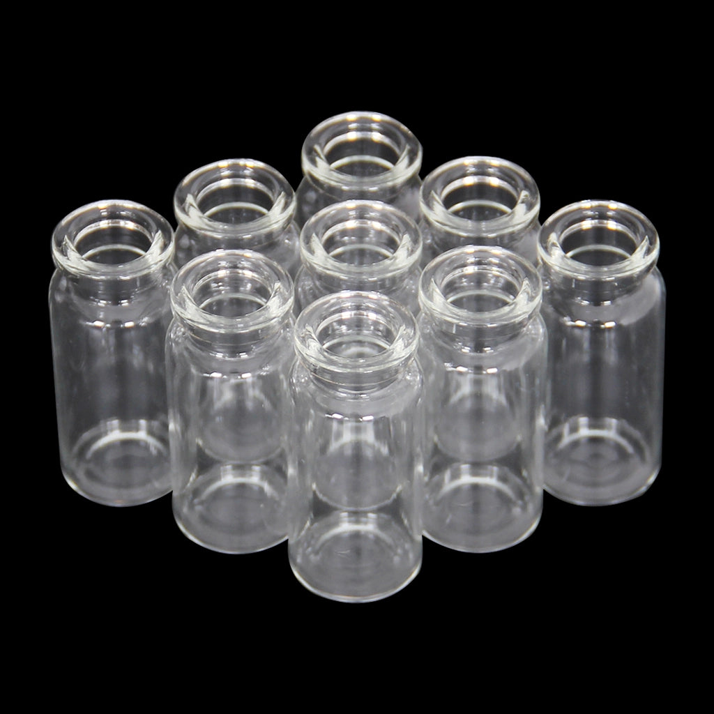 3-20 ml Flip Off Glass Vials-Glass Headspace Vials with Plastic-Aluminum Flip Caps and Rubber Injection Stoppers, 100 Pack, 20mm Flat Bottom Lab Vial