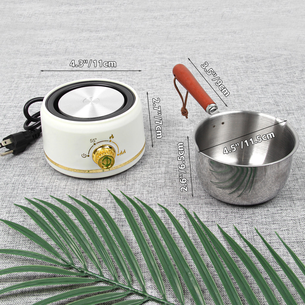 Deexun Wax Melting Pot Electric Wax Melter for Candle Making,Candle Making Kit for Beginners,Wax Warmer Candle Melter with Stepless Heat Control,Candle Wicks,Wick Holders,Stirring Spoon