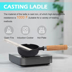 Metal Casting Ladle with Wooden Handle, 4.3" Steel Melting Spoon for Crafting, Hobby Smelting & Mold Work