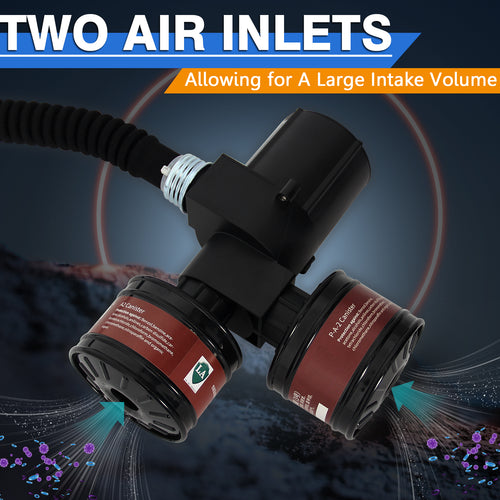Powered Air Purifying Respirator (PAPR) Blower Kit, Air Pump with 2 RD40 Filters, Dual RD40 & Bayonet Connectors, 600L/Min Brushless Motor, Rechargeable Respirator Air Supply Unit