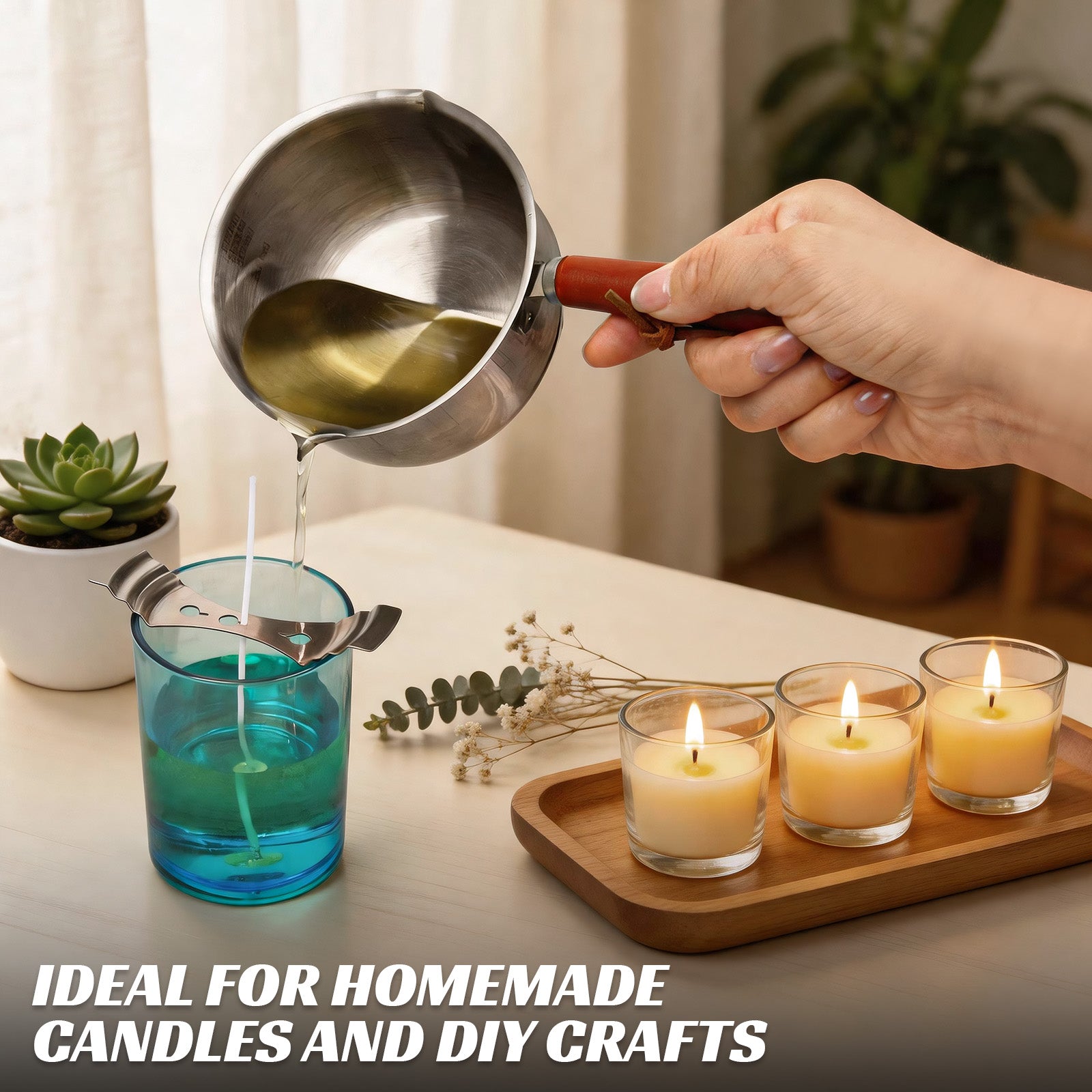 Deexun Wax Melting Pot Electric Wax Melter for Candle Making,Candle Making Kit for Beginners,Wax Warmer Candle Melter with Stepless Heat Control,Candle Wicks,Wick Holders,Stirring Spoon