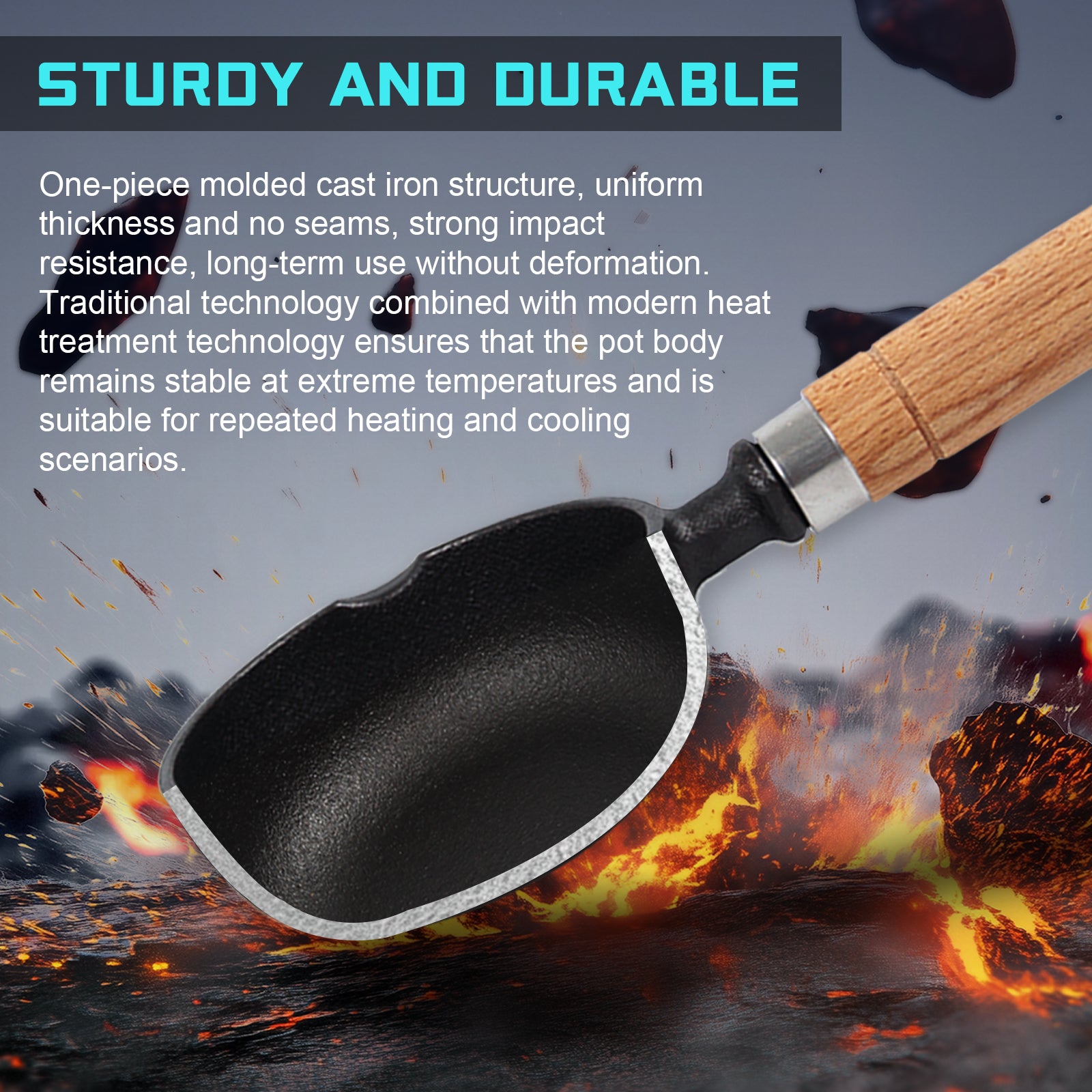 Metal Casting Ladle with Wooden Handle, 4.3" Steel Melting Spoon for Crafting, Hobby Smelting & Mold Work