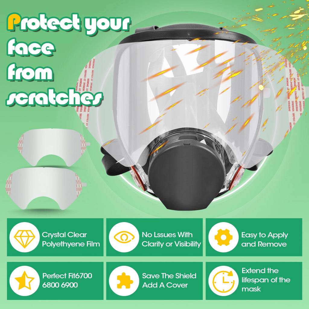 DeeXun 50 Pack Peel Off Lens Cover Compatible for 6885, 6000, 6700, 6800, 6900 Series Respirator Mask, Protective Cover(Pack of 30)